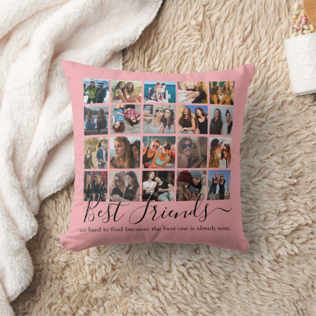 Best Friends Photo Collage Pink Cushion (Blanket)