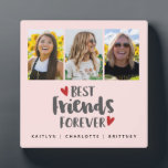 Best Friends Photo Collage Plaque<br><div class="desc">A simple and modern photo collage display for your best friend with 3 photos and the title Best Friends 
Forever with hearts on a blush pink backgroundand and personalised with your own text. Designed for you by Blackberry Boulevard.</div>