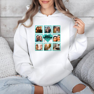 BEST FRIENDS Photo Collage Teal Heart  Hoodie