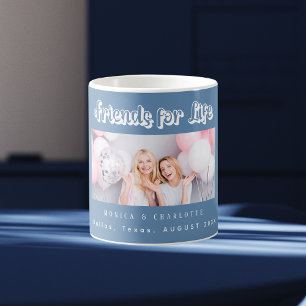 Best friends photo dusty blue names coffee mug