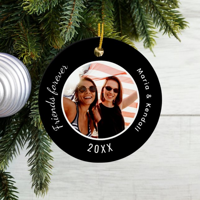Best friends photo names black ceramic tree decoration (Creator Uploaded)