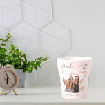 Best friends photo names eucalyptus greenery pink latte mug<br><div class="desc">Personalise and add your own photo of your best friend(s). Elegant blush pink background.  Add your names and the year you got to know each other. Dark grey letters and frame. Decorated with 2 eucalyptus wreaths</div>