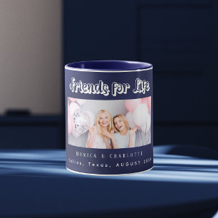 Best friends photo names navy blue mug