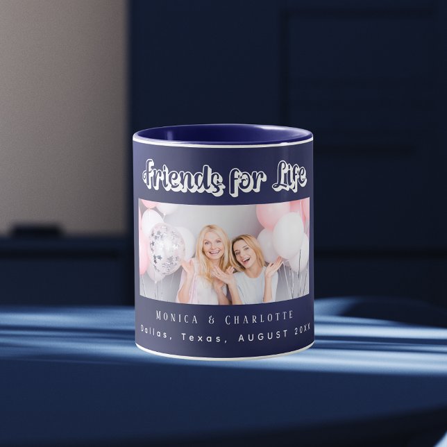 Best friends photo names navy blue mug (Creator Uploaded)