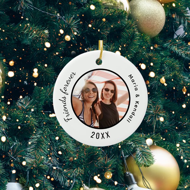 Best friends photo names white black ceramic tree decoration (Creator Uploaded)