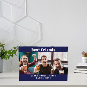 Best friends photo navy blue fun block