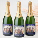 Best friends photo navy blue white names party sparkling wine label<br><div class="desc">A gift for your best friend(s) for a birthday party,  a Bridal Shower,  Christmas or a special event. White text: Friends for Life,  written with a trendy style script. Personalise and use your own photo and name(s)  A navy blue background colour.   The blue colour is uneven.</div>