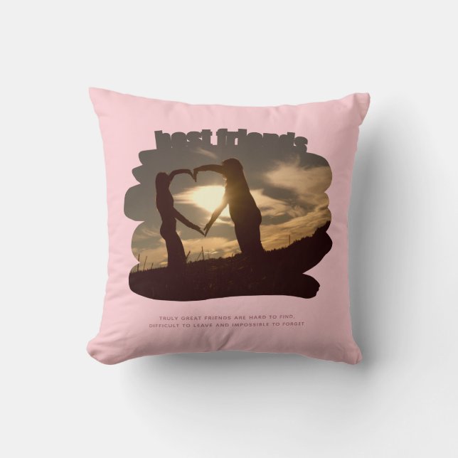 Best Friends Photo Quote BFF Besties Saying Cutout Cushion (Front)