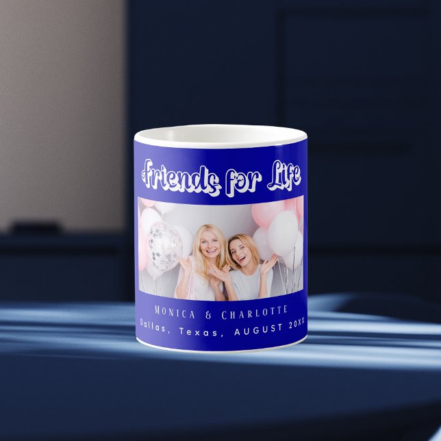 Best friends photo royal blue names coffee mug (Creator Uploaded)