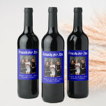 Best friends photo royal blue white script wine label<br><div class="desc">A gift for your best friend(s) for a birthday party,  a Bridal Shower,  Christmas or a special event. White text: Friends for Life,  written with a trendy style script. Personalise and use your own photo and name(s)  A royal blue background colour.</div>