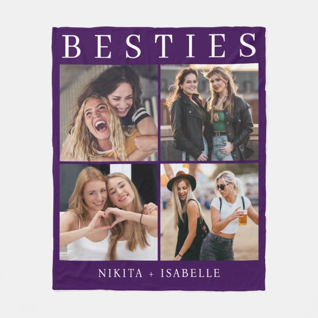 Best Friends Purple Photo Collage Keepsake  Fleece Blanket (Front)