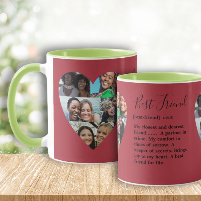 Best Friends Quote Photo Heart Collage Colourful Mug (Creator Uploaded)