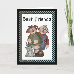 Best Friends Raggedy Dolls/Cat Greeting Card