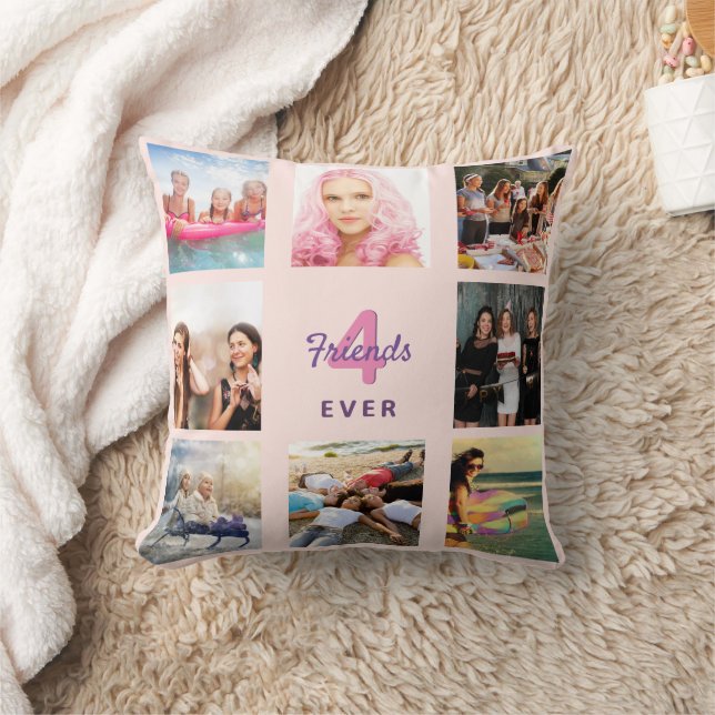 Best friends rose gold blush photo collage cushion (Blanket)
