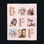 Best Friends rose gold blush photo collage Fleece Blanket<br><div class="desc">A unique gift for your best friend(s) celebrating your life together with a collage of 6 of your own photos,  pictures. A chic rose gold,  blush pink background.  The letters BFF are written with a balloon style font.</div>