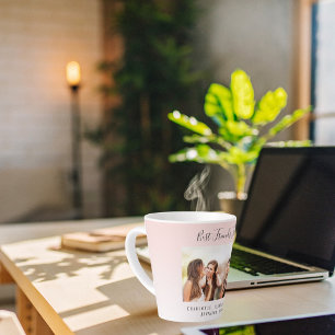 Best friends rose gold blush photo latte mug