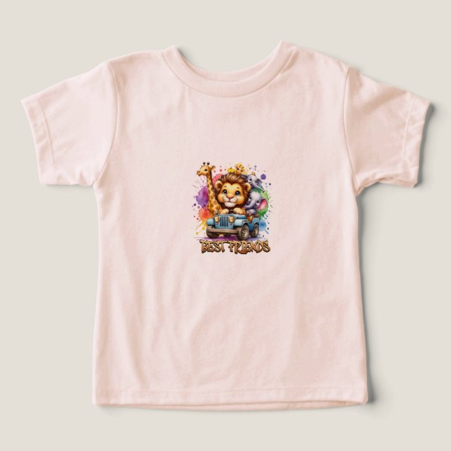 Best Friends Safari Baby T-Shirt – Adorable Animal (Design Front)