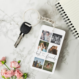 Best Friends Script Gift For BFF's Photo Collage Key Ring