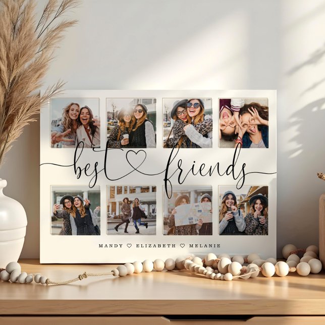 Best Friends Script Gift For Friends Photo Collage Plaque (Best Friends Script Gift For Friends Photo Collage Plaque)