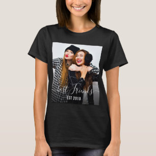 BEST FRIENDS Script lettering overlay black T-Shirt