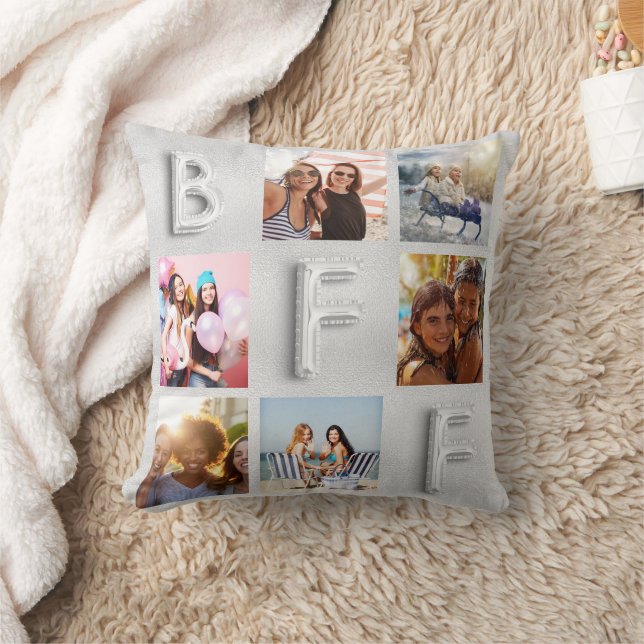 Best Friends silver photo collage bff besties Cushion (Blanket)
