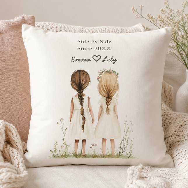 Best Friends Since Personalised Name Throw Pillow (Creator Uploaded)