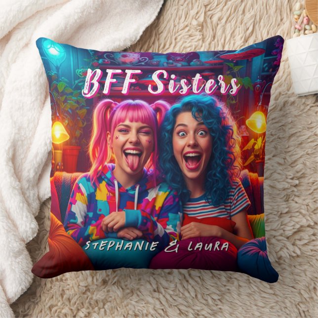 Best Friends Sisters Funny BFF Cushion (Blanket)