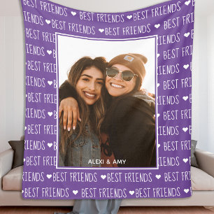 Best Friends Stylish BFF Purple W Friendship Photo Fleece Blanket