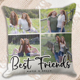 Best Friends Stylish Friendship Photo Collage Cushion