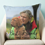 Best Friends Trendy Pet Dog Custom 2 Photo Cushion<br><div class="desc">Celebrate your best friend with a custom pet photo keepsake pillow. Every pet deserves their own personalized photo pillow. Wonderful gift to all dog mom's & dads, cat moms & dads, and all pet lovers ! Pillow is double sided so you can do different photos on each side . Front...</div>