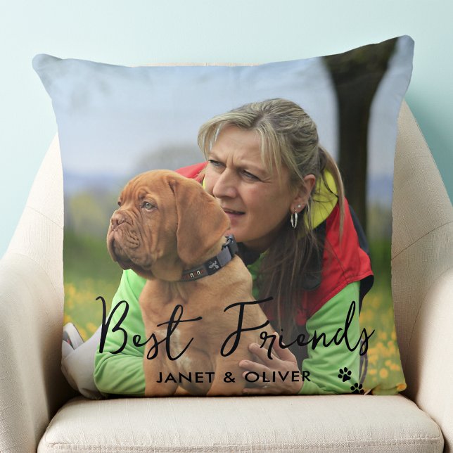 Best Friends Trendy Pet Dog Custom 2 Photo Cushion (Creator Uploaded)