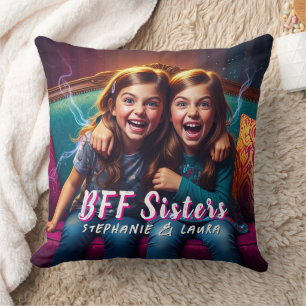 Best Friends Twin Sisters Funny  Cushion