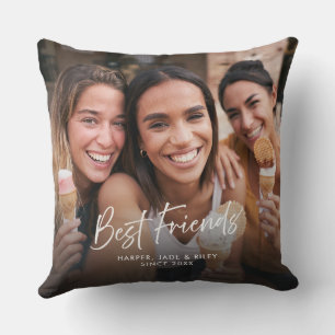 Best Friends Two Photo Personalised Modern Script Cushion