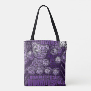 Best Friends Typography Collage Purple Teddy Bear Tote Bag