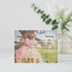 Best Friends Vintage Girls Walking in the Garden Postcard