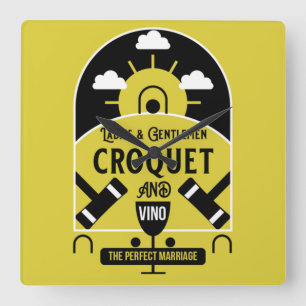 Best Funny Croquet Game Square Wall Clock