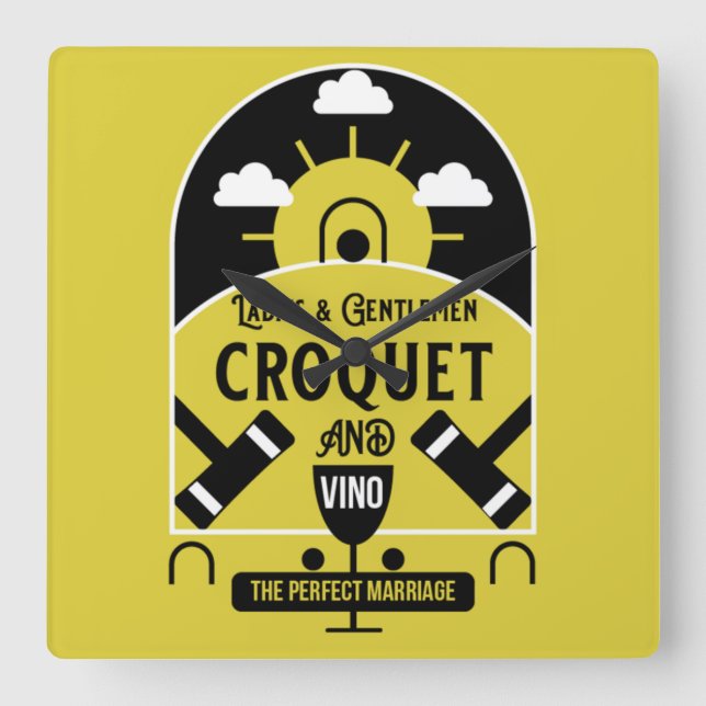 Best Funny Croquet Game Square Wall Clock (Front)