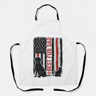 Best Fur Dad Vintage Flag Dog Cat Shirt Design_1 Apron