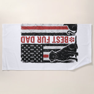 Best Fur Dad Vintage Flag Dog Cat Shirt Design_1 Beach Towel