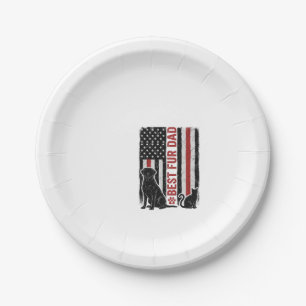 Best Fur Dad Vintage Flag Dog Cat Shirt Design_1 Paper Plate