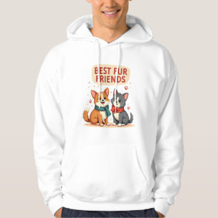 Best Fur Friends Vintage Cute Cat and Dog Cartoon  Hoodie