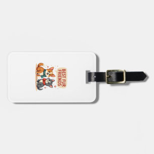 Best Fur Friends Vintage Cute Cat and Dog Cartoon Luggage Tag