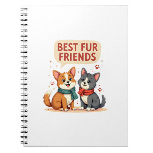 Best Fur Friends Vintage Cute Cat and Dog Cartoon Notebook