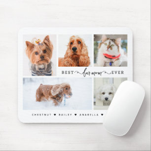 Best Fur Mum Ever Photo Collage Gift for Pet Moms Mouse Pad