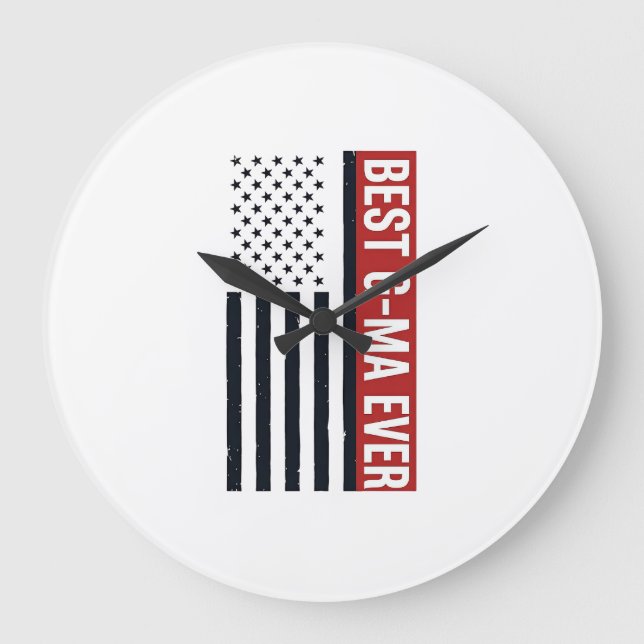Best G-Ma Ever Patriotic Flag Vector Design_1 Large Clock (Front)