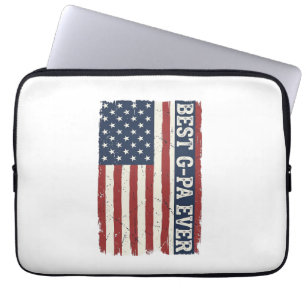 Best G-PA Ever Patriotic Flag Vintage Shirt Design Laptop Sleeve