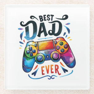 Best Gamer Dad Ever Glass Coaster