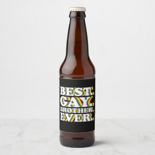 Best Gay Brother Ever Family LGBTQ Pride Rainbow Beer Bottle Label