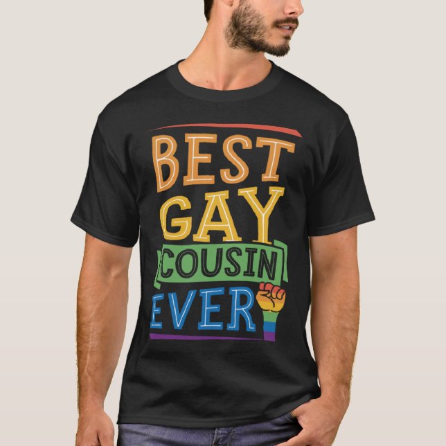 Best Gay Cousin Ever Cute  Gay Pride Family T-Shirt (Front)
