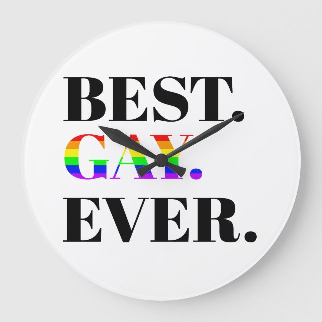 Best Gay Ever MLM Pride Large Clock (Front)